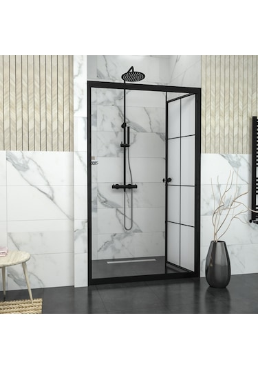 Tekno Duş Black Corina Karolajlı Tam Kumlamalı Cam Akordion Duşakabin Beyaz
