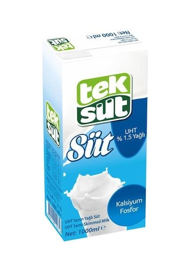 Teksüt Yarım Yağlı Süt 1 Lt X 6 Adet