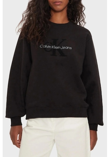 Ck Jeans Chenılle Monologo Crewneck Siyah