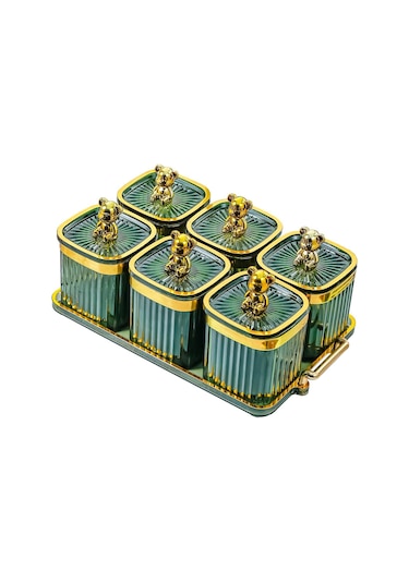 Suntek Magideal Kurutulmuş Meyve Aperatif Servis Tabağı Yeşil-6-ızgara