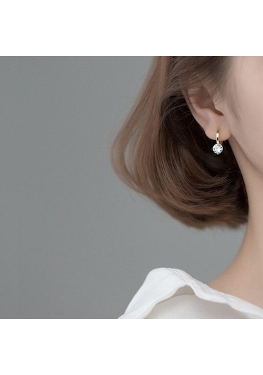 Novahub Gümüş Yeni Klasik Paslanmaz Çelik Parlak Zirkon Halka Küpe Kadın Moda Kore Takı Mizaç Kızın Günlük Giyim Küpe Gümüş Gümüş