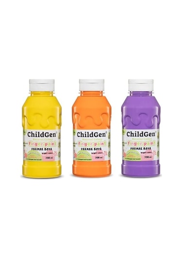 Childgen Parmak Boya 3'lü Set - 350 Ml X 3 Turuncu Sarı Mor Mavi