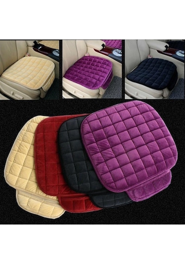 Bej Araba Klozet Kapağı Kış Sıcak Koltuk Minderi Kaymaz Evrensel Ön Sandalye Koltuk Nefes Ped Araç Oto Araba Koltuk Koruyucusu No Pocket