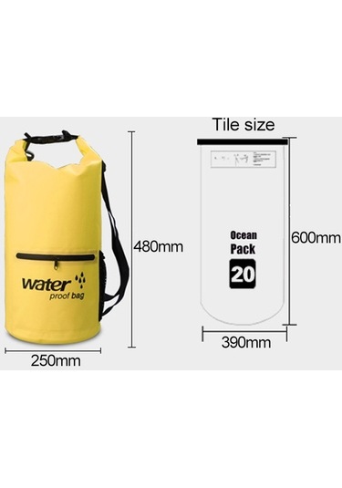 Sones Su Geçirmez Çift Omuz Askılı Kuru Çuval Pvc Varil Çanta, Kapasite: 20l Siyah