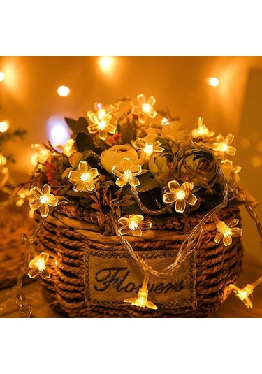 Forlife Çiçek Desenli 20Watt Solar 5Metre Işık Zinciri (Günışığı)