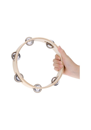 Vkemall Çocuklar İçin 8" El Tipi Ahşap Başsız Tef Zili Metal Tek Sıralı Jingle-çok Renkli