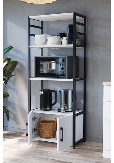 Bofigo Mutfak Standı 2 Kapaklı 4 Raflı Kahve Köşesi Kolombiya Beyaz Bofigo Mutfak Standı 2 Kapaklı 4 Raflı Kahve Köşesi Kolombiya Beyaz