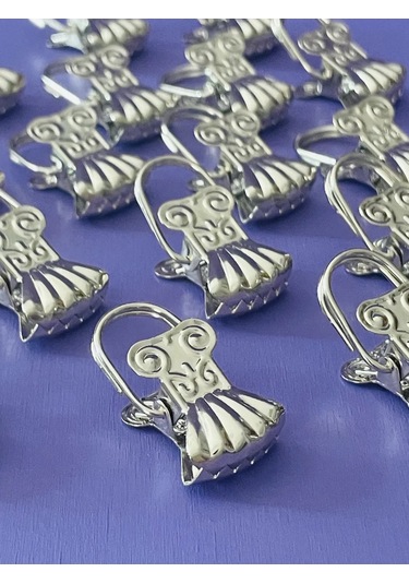 Lundo Stor Mandalı Klipsler - Krokodil Desenli Deniz Kabuğu 438303554 Gümüş