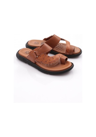 Dgn Hakiki Deri Comfort Rahat Taban Erkek Terlik 806 806-2690-R4341 Taba