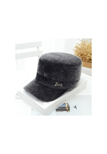 Erkek Kış Açık Hava Soğuğa Dayanıklı Ve Sıcak Vizon Kürk Kulak Koruyucu Kalınlaştırılmış Sivri Uçlu Kap 8165 Açık Gri