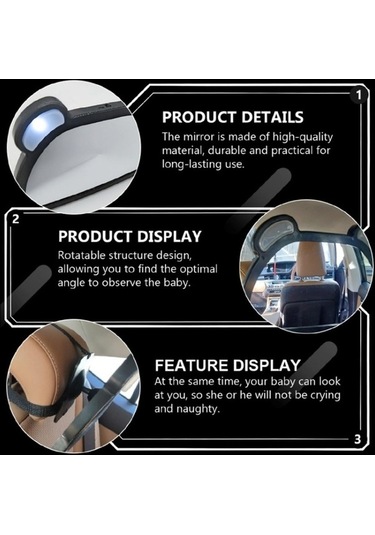 Wondernest Led Uzaktan Kumandalı Işık + Usb Şarjlı Araç Bebek Görüntüleme Aynası
