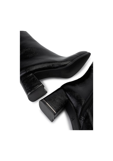 Tamer Tanca Kadın Suni Deri Siyah Rugan Topuklu Bot 889 9203 Bn Bot Sk25-26 Sıyah Krsk Rgn SİYAH RGN