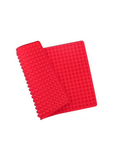 Shineyee Kırmızı Silikon Izgara Matı 468 Delikli Ev Fırın/mikrodalga Kullanıma Uygun Yağ-su Çıkarıcı Mutfak Aracı