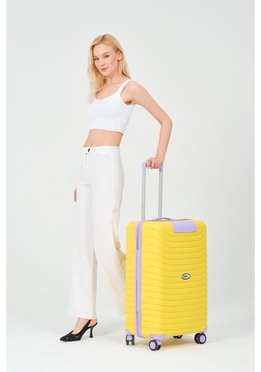 3'lü Set Silikon Kırılmaz Pp Unisex Sarı Lila Valiz Pwvlz005 Sarı Lila