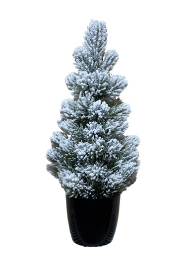 Yapay Çiçekçiniz Kar Desenli Yılbaşı Çam Ağacı 42 Cm Siyah