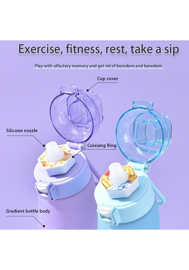 Sones 700 Ml Spor Su Şişesi Tritan Bpa İçermeyen Meyve Kokulu Su Bardağı 8 Koku Halkası Mavi