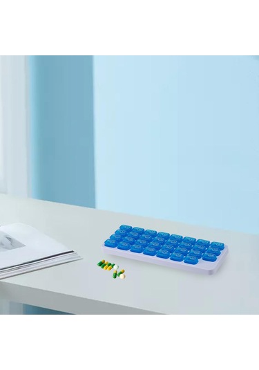 Suntek 31 Izgaralı Hap Kutusu Aylık Gün Bölmeli Seyahat Mavi