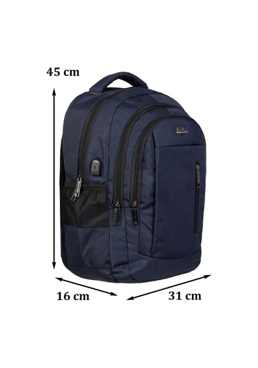 Lacivert Sportif Darbe Emici Su Geçirmez 14-16 İnç Laptop Sırt Çantası Renkli Çok Renkli