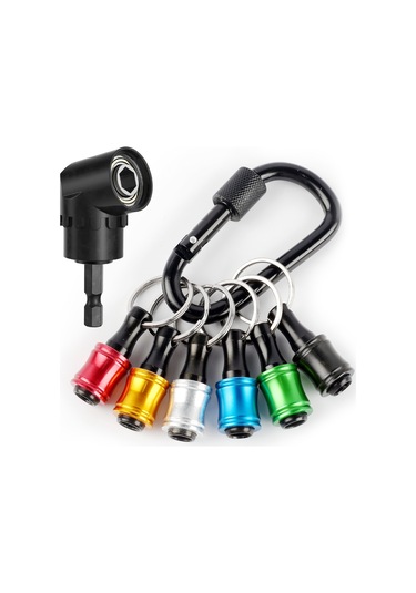 Wezone Alüminyum Anahtar Zinciri Uzatma Kolu Seti - 6 Renkli + 105 Derece Köşe Açıcı, 1/4" Hex Uçlu, 500g Taşıma Kapasitesi, Cep Boyutu, Montaj Kolu İle
