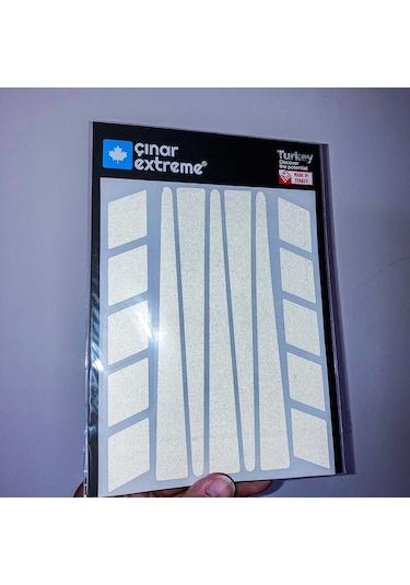 Şerit Tasarımlı Reflektif Gri Motosiklet Kask Sticker Çınar Extreme
