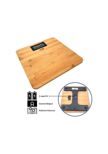 Techfit Bambu Banyo Baskülü Yüksek Hassasiyetli Darbelere Dijital