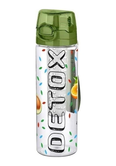 Tutma Saplı Kilitli Kendiliğinden Süzgeçli Kolay Taşınabilir Detoks Sporcu Diyet Matarası Şeffaf