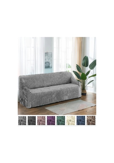 StarMall Kadife Koltuk Örtüsü Esnek, Lastikli Yıkanabilir 3 Kişilik Bir Adet Gri