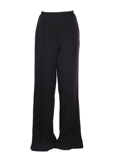 Gala-xi Minimalist Yüksek Bel Geniş Paça Midi Kadın Pantolon Siyah