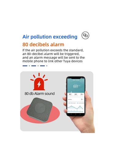 Tuya Zigbee Akıllı Hava Kalitesi Monitörü 5'i 1 Arada Gri
