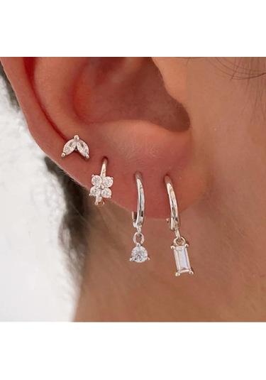 Geeksen 14k Altın Kaplama Zirkonyalı Kadın Küpe Seti - Çeşitli Stiller 3 Çift - Zirve Eleganlık Ve Çok Yönlülük Gold