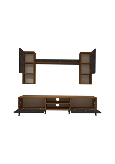 Decoraktiv Eko 5da Mdf Dvd Silver Tv Ünitesi Tv Sehpası Ceviz - Siyah Mermer