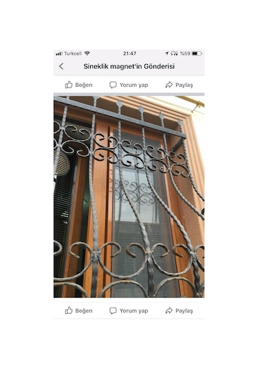 Sabit Klips Geçme Sineklik. Montaj Kolay.