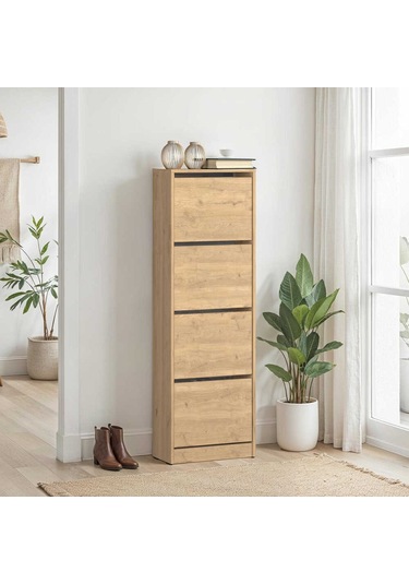 Flat Duo 4 Katlı Ayakkabılık - Florida Meşe 51x157x26 Cm Meşe