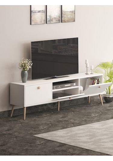Beyza Ahşap Ayaklı 180 Cm Beyaz Tv Sehbası