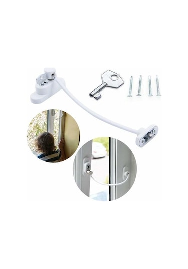Çelik Halatlı Kilit Pvc Pencere Emniyet Çocuk Güvenlik Kilidi 4a N11.1644