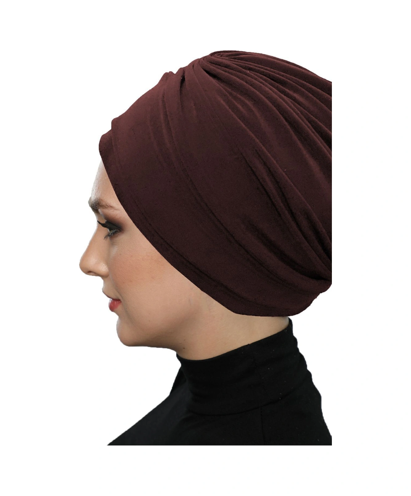 Çift Katlı Astarlı Kahve Hazır Türban Tesettür Dış Ve Havuz Bonesi Kahve