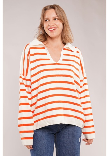 Gabria Çizgili Kazak Oranj