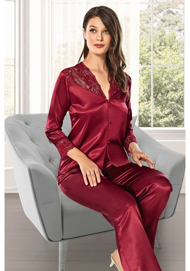 Alissa 8610 Kadın Saten 6'lı Set-bordo Bordo
