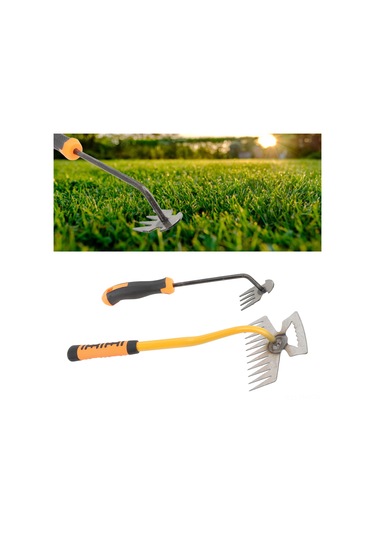 Hangfox Bahçe Çim Çekici Aleti: 11 Ve 4 Dişli Paslanmaz Çelik Tırpan, Toprak Yükseltme Ve Çim Temizleme İçin Ev Kullanıma Uygun
