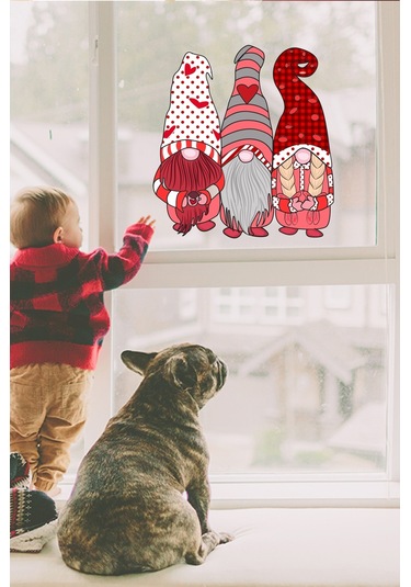 Yılbaşı Cüceler Pencere Sticker Yılbaşı Özel Sevimli Cüceler Sticker