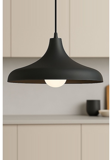 Aura Metal Tekli Siyah Sarkıt Avize Retro Rustik Model Avize