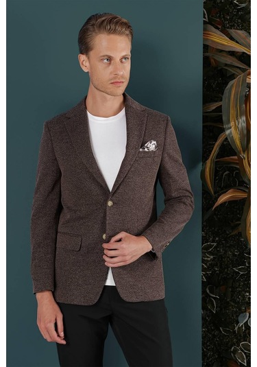 C 653 Slim Fit Kahve Spor Ceket Kahverengi