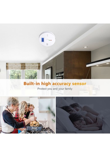 Tenfowee Karbon Monoksit Alarm Cihazı, Ses Işık Uyarı, Düşük Pil Uyarısı, Beyaz, 220v, 85db, Pil Dahil Değil