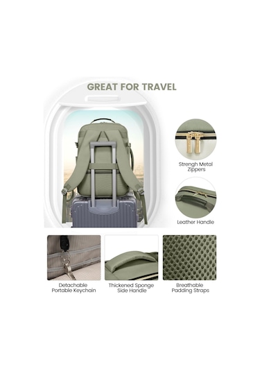 Arion Ybh111 Çok Fonksiyonlu 17" Laptop Seyahat Sırt Çantası 4 Parça Çanta Seti Yeşil