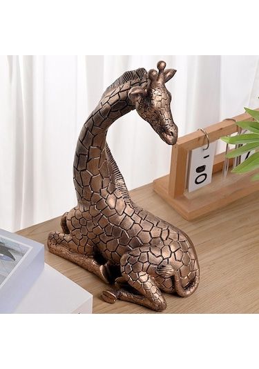 Homyl Reçine Heykelcik Tahsil Dekorasyon Zürafa Heykeli Dolap 22cmx32cm