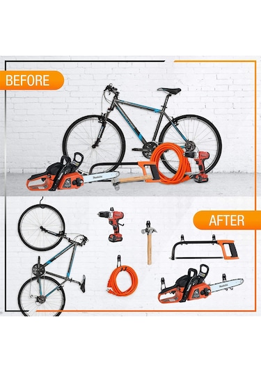 Ranyeek Çok Amaçlı Dayanıklı Çelik Askı Kancası - Bisiklet, Kaykay Ve Bahçe Ekipmanları İçin Portatif Depolama Çözümü Turuncu