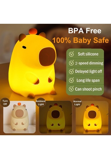 Tenfowee Kangten Chen Usb Şarjlı Dokunmatik Çocuk Gece Lambası - Yumuşak Silikon Işık İle Konforlu Uyku Ortamı, Hediye Seçeneği Çok Renkli
