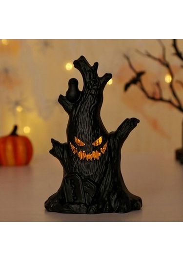 Lijinxu Cadılar Bayramı Hayalet Ağaç Kütüğü Işıklı Süs