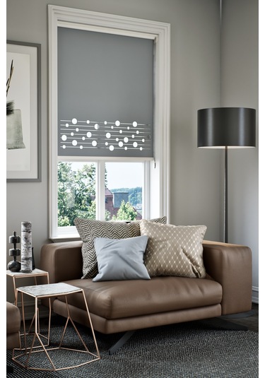 Lazer Kesim Mat Stor Perde, Lazer Kesimli Modern Serisi, M-161004 Antrasit Renk Antrasit