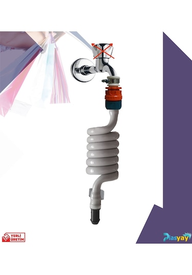 Plasyay Spiral Taharet Matik Hortum Rekorlu ve Duvara Sabitlemeli 150 CM Gri